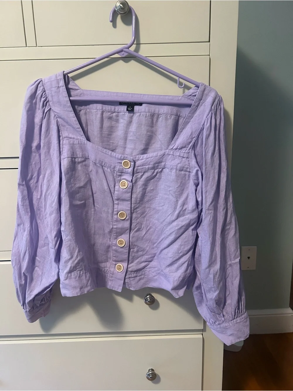 J. Crew Lavender Square-Neck Button Front Blouse Size Small